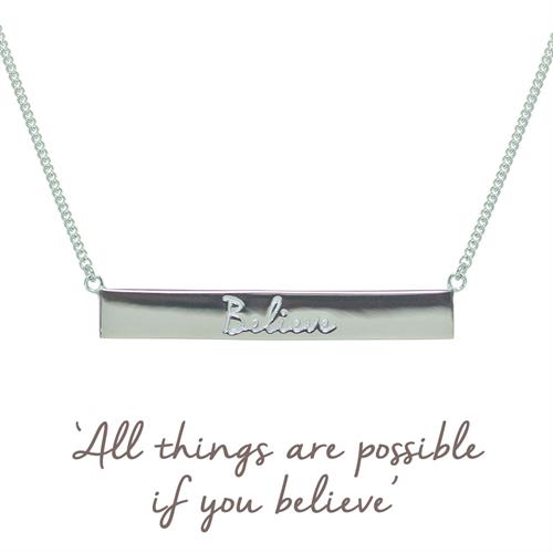 Buy Believe Bar Necklace | Sterling Silver, Gold & Rose Gold