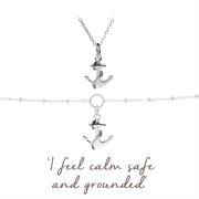 Sterling Silver Anchor Necklace and Bracelet Gift set for Calmness