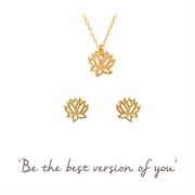  Lotus Gift Set - Gold Lotus Necklace & Earrings