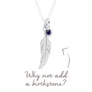 Feather Necklace Mantra Birthstone Pendant