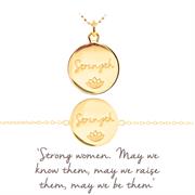 female strength necklace and bracelet set gold