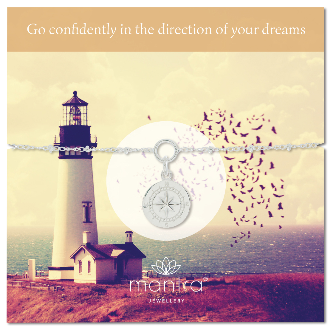 mantra compass charm bracelet