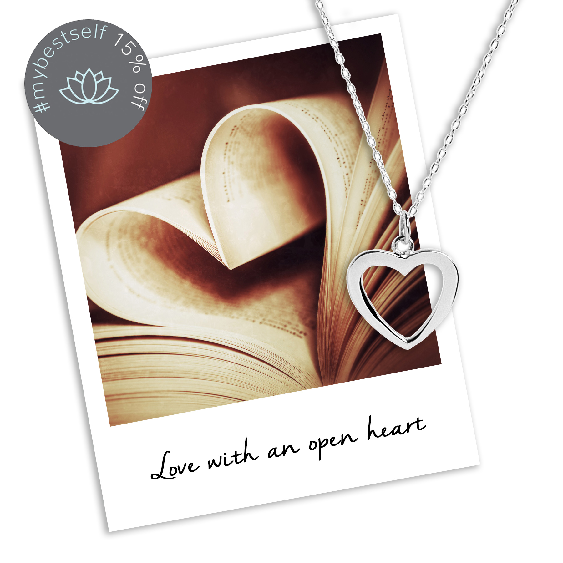 15% off Open Heart Necklace