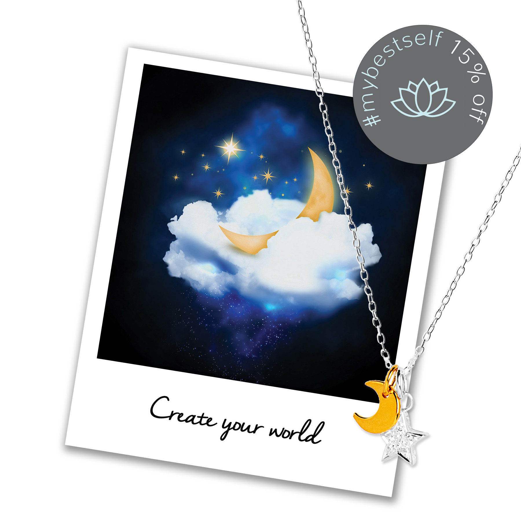 15% off Moon and Star Necklace