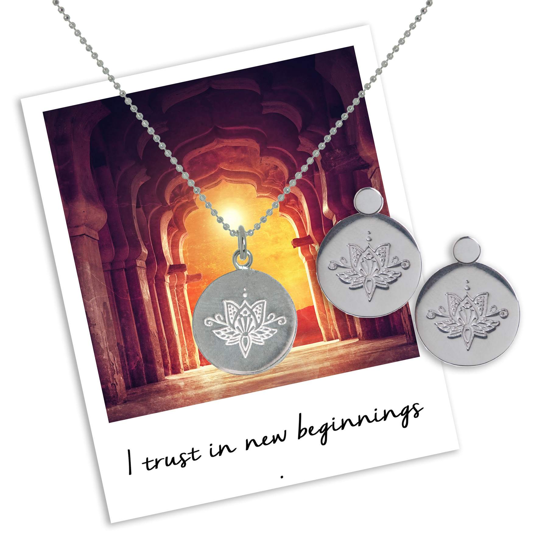 i trust in new beginnings - Lotus Necklace & Earrings