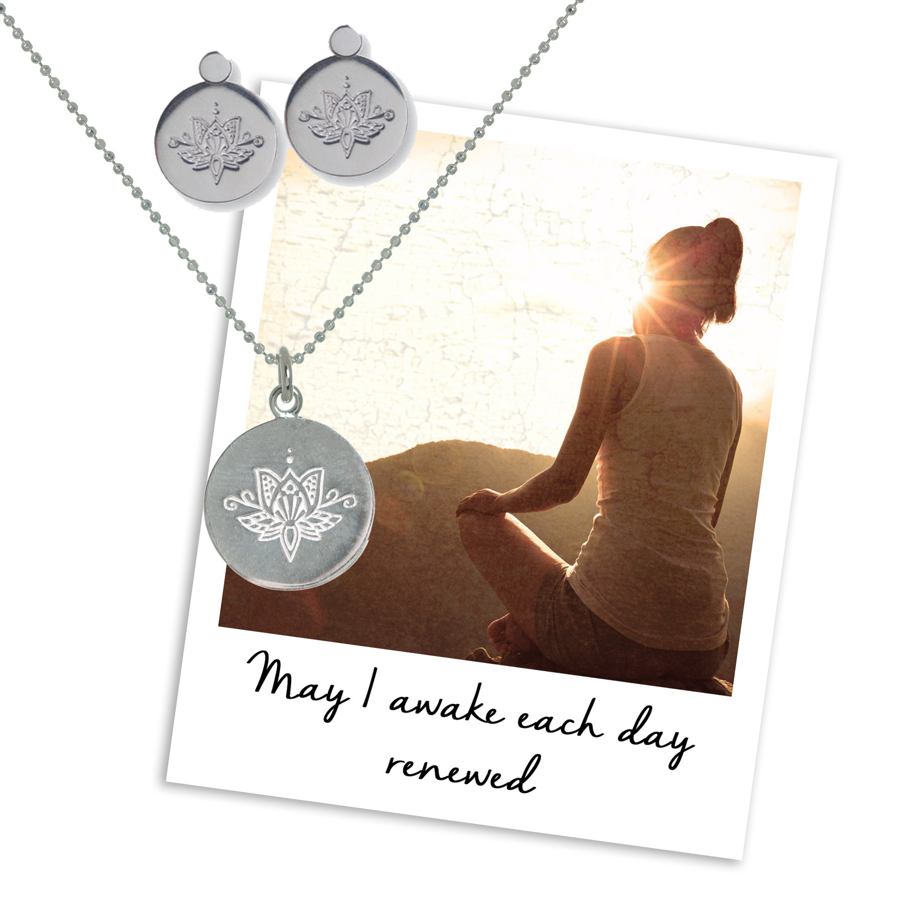 Lotus Necklace & Earrings - may i awake each day renewed 