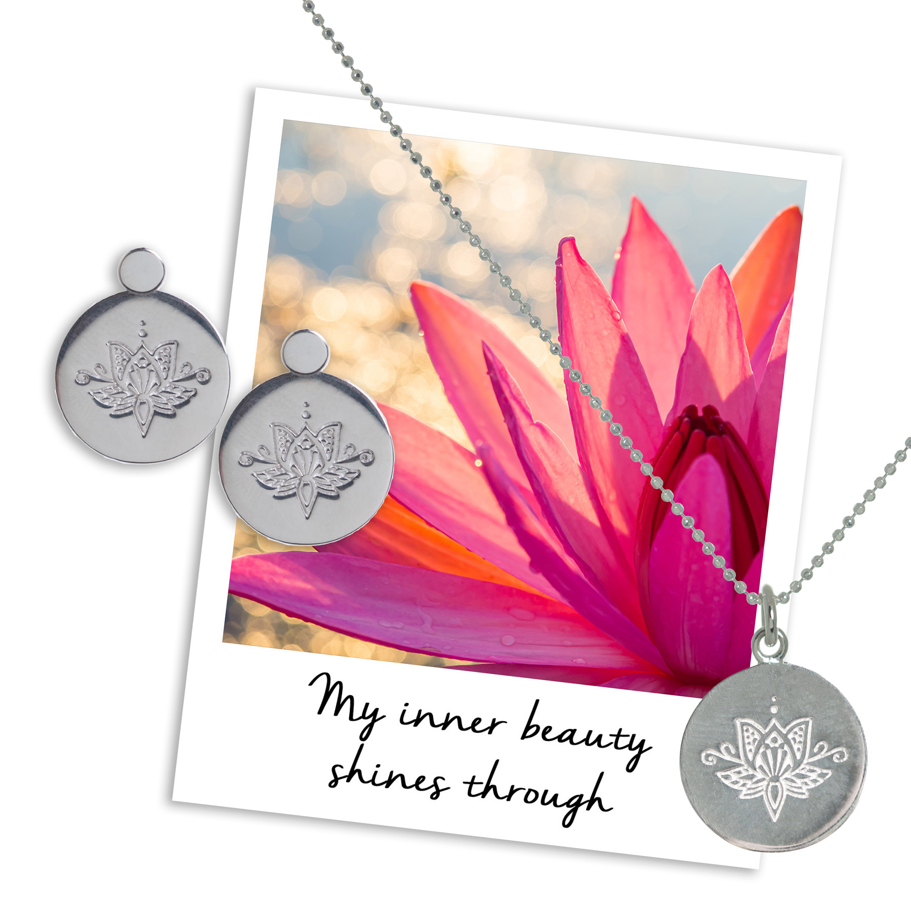 my inner beauty shines through - Lotus Earrings & Necklace