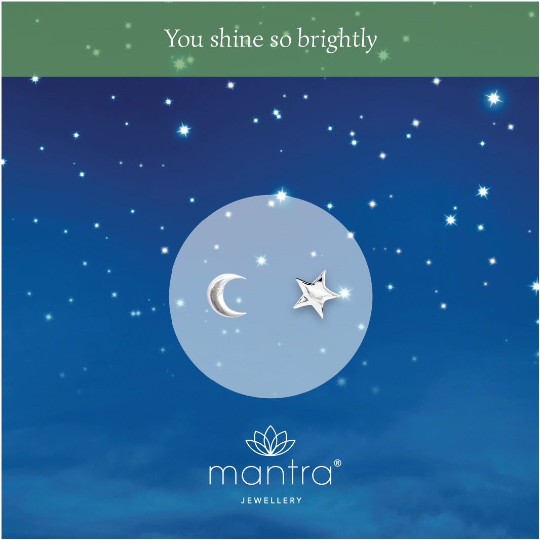 mantra moon and star earrings