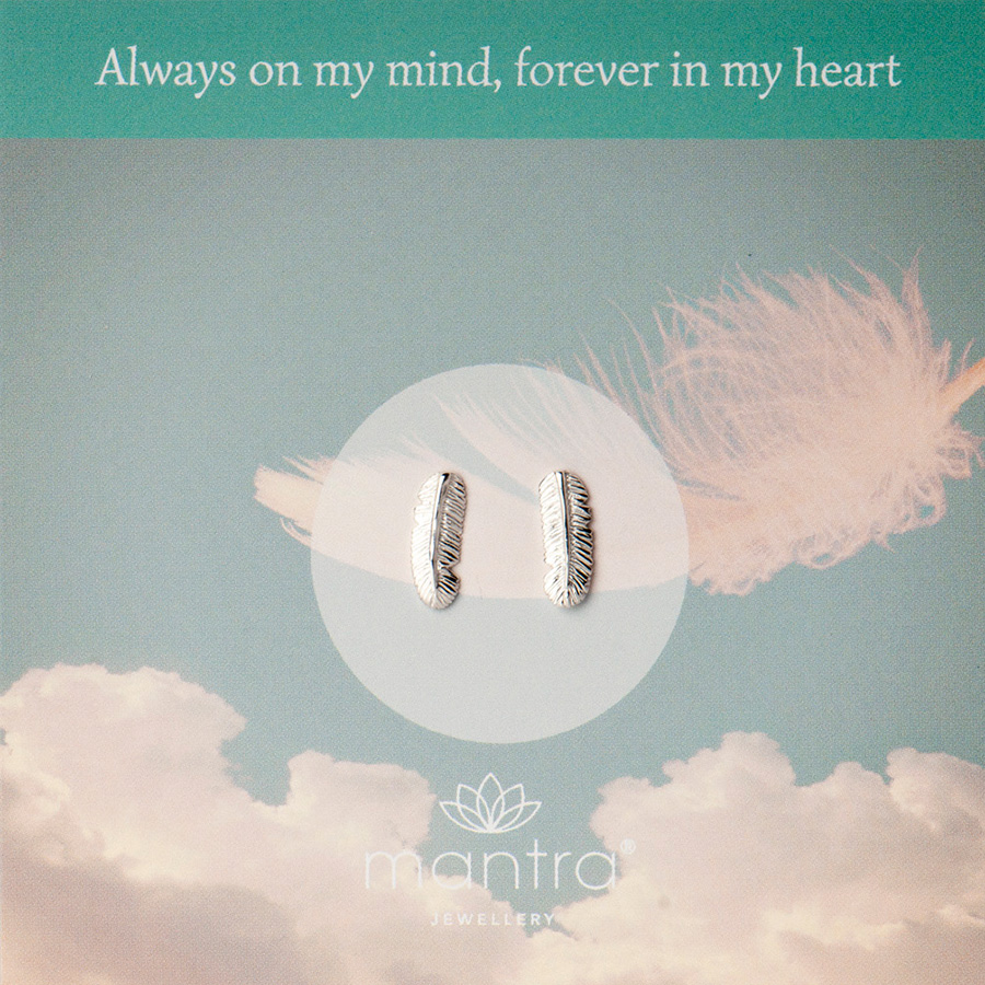 Empty Nester jewellery Feather studs mantra jewellery