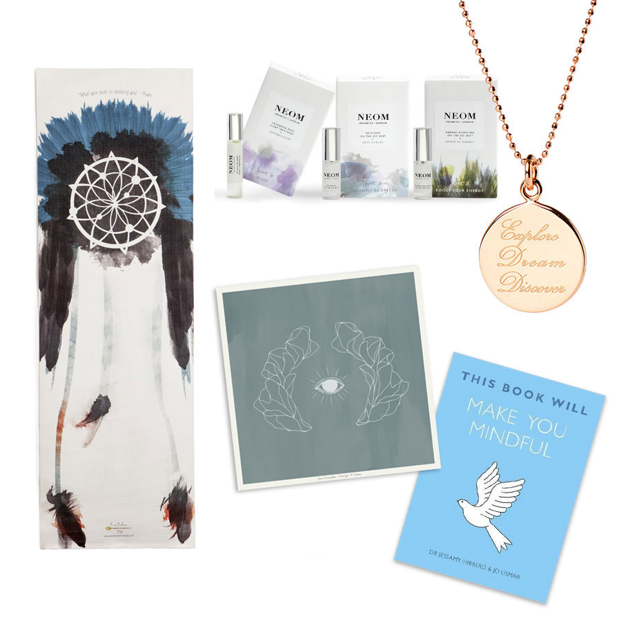 La Vie Boheme mat, neom travel pack, explore dream discover mantra, jose gonzalez album, mindful book holiday wish list for mind body soul
