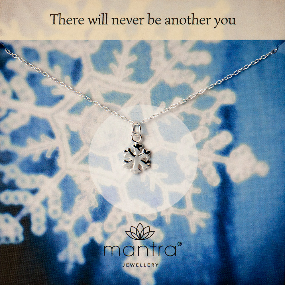 snowflake silver mantra jewellery thank you necklace