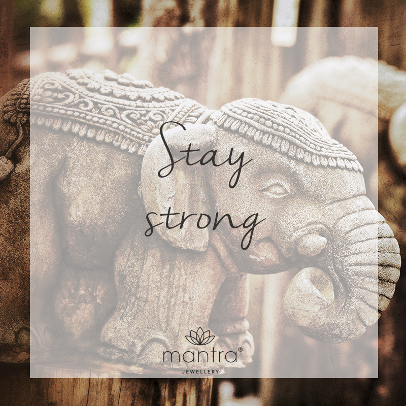 motivation gym mantra Stay strong, elephant mantra necklace