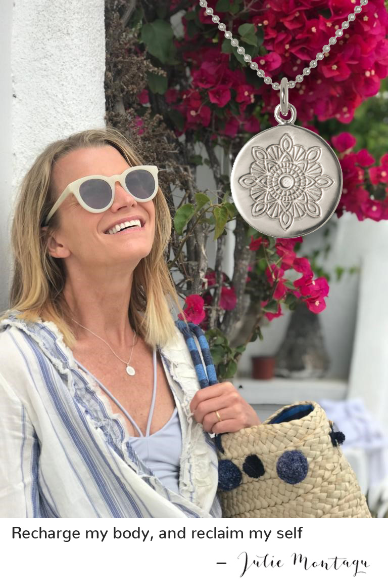 Julie Montagu with Recharge Necklace at Santaroni