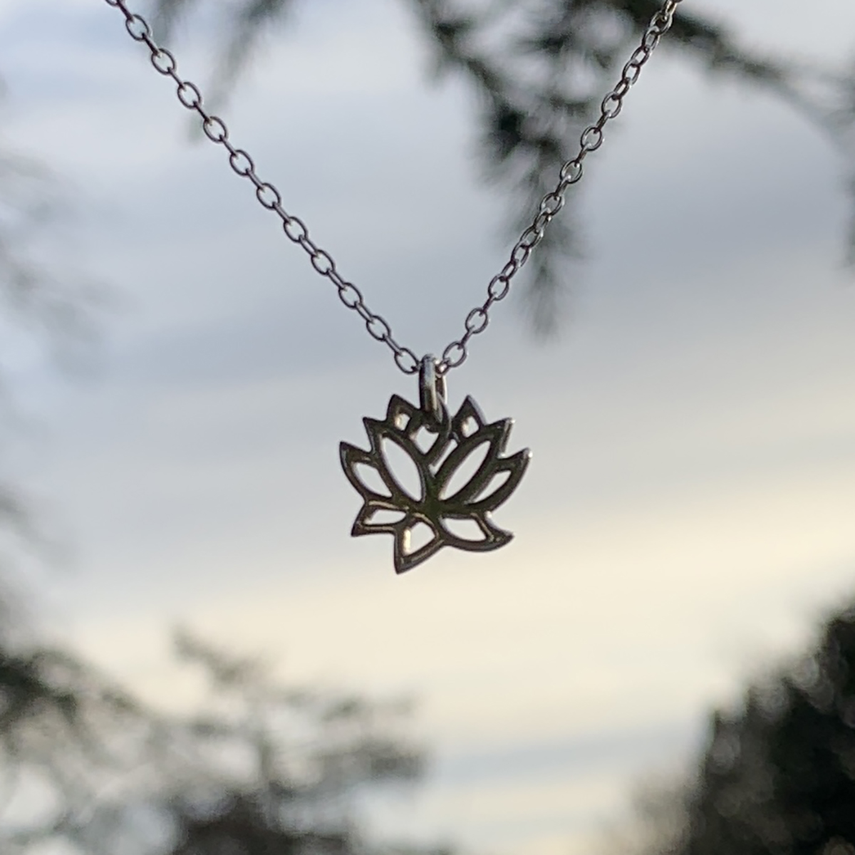 Sterling Silver Lotus Necklace Photography