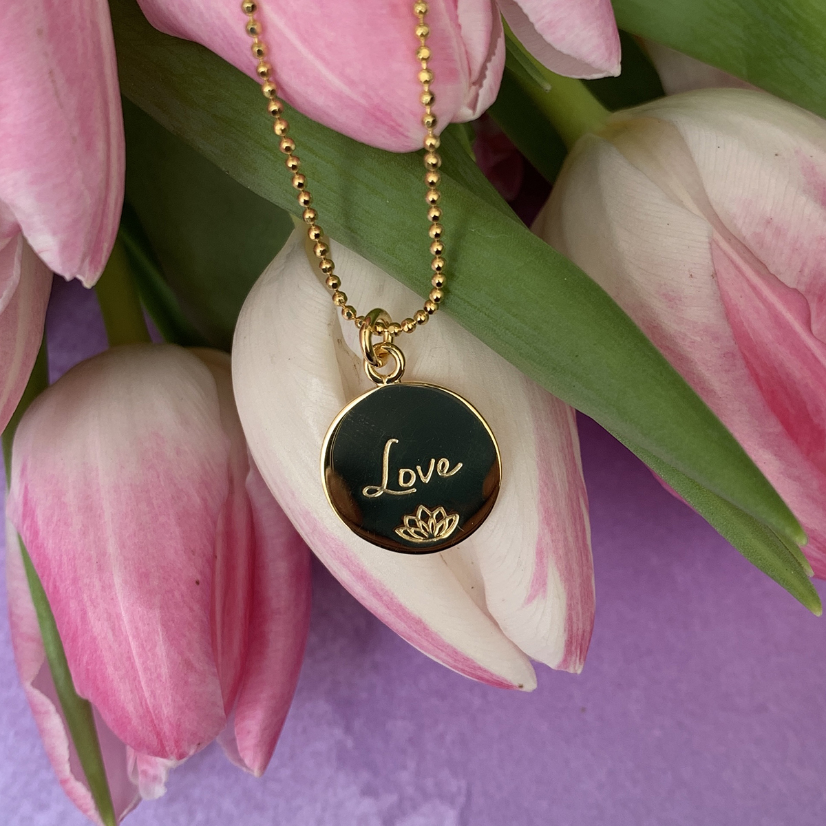 Gold Love Necklace Photography