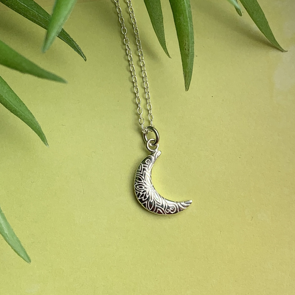 Sterling Silver Moon Necklace Photoshoot