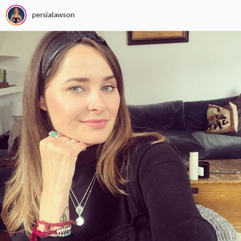 persia lawson wearing mantra jewellery