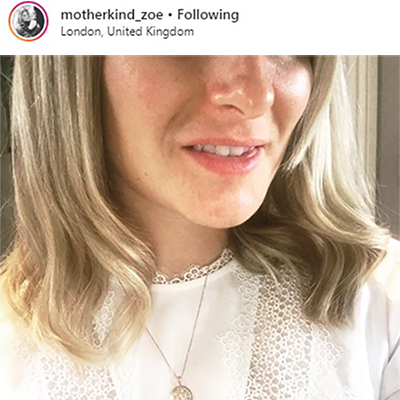 Motherkind Zoe Wearing Mantra Jewellery