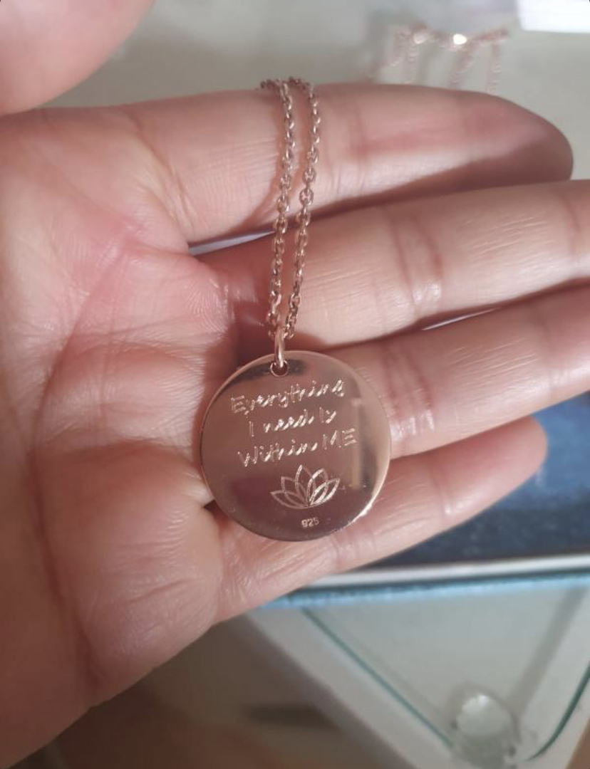 Surlender Pendress's personalised Mantra Necklace