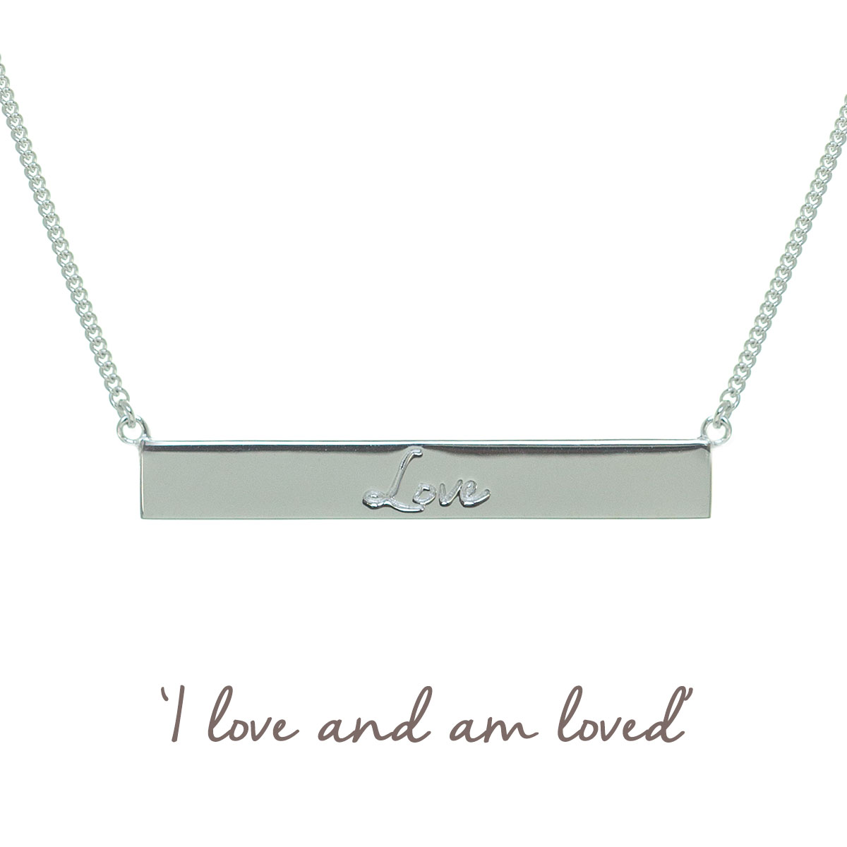 mantra love bar necklace