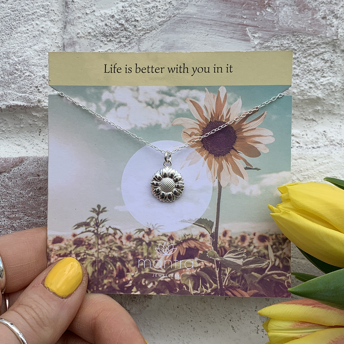Silver Sunflower Necklace