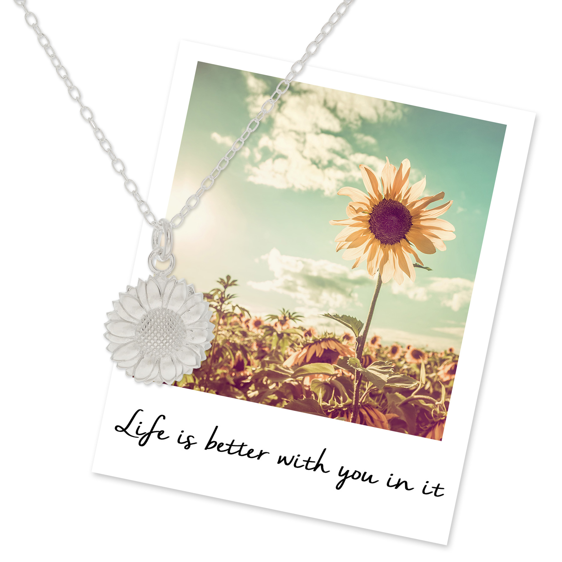Silver Sunflower Necklace - Valentines Gifts