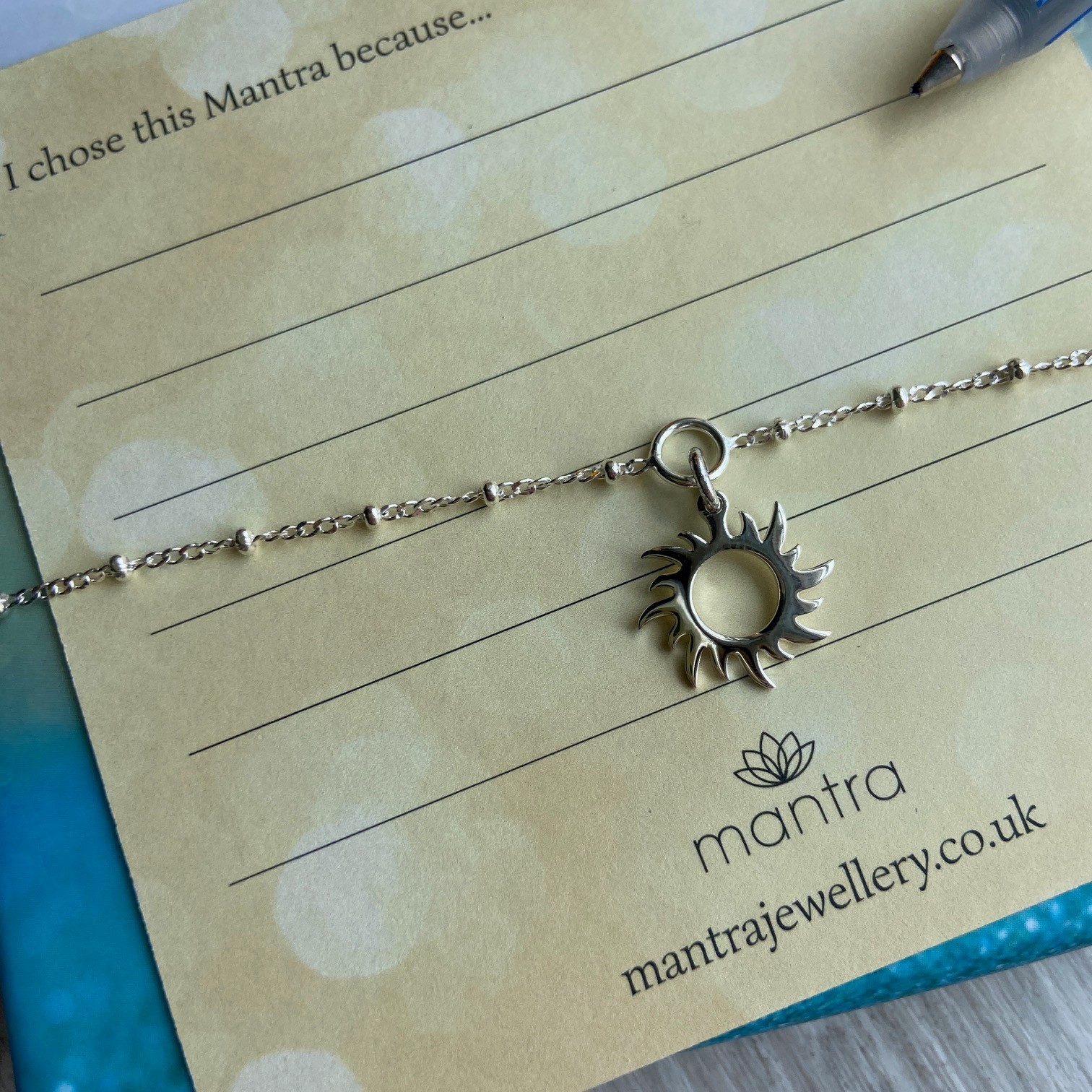 Silver Sun Necklace Gift Message