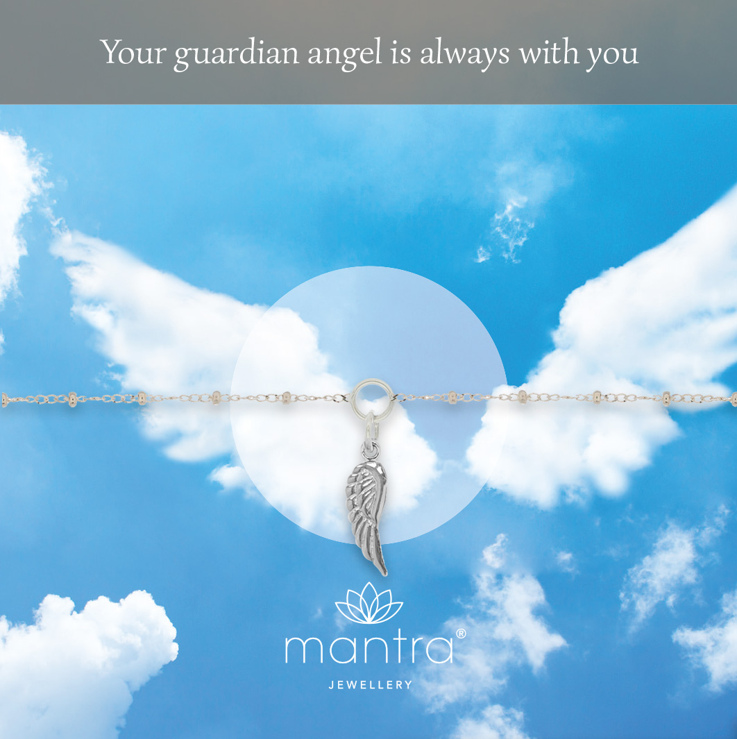 mantra angel wing charm bracelet