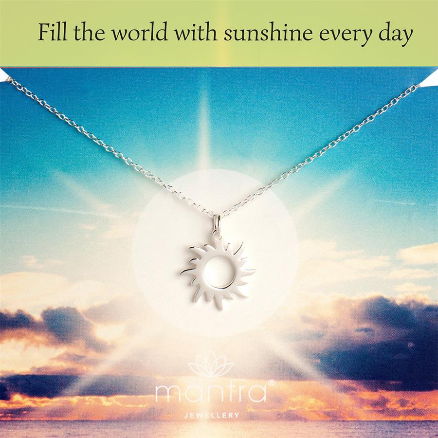 Fill the world with sunshine every day mantra Sun Necklace Mantra