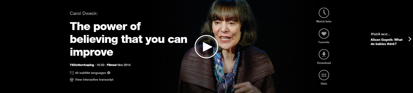 The power of believing you can improve Carol Dweck
