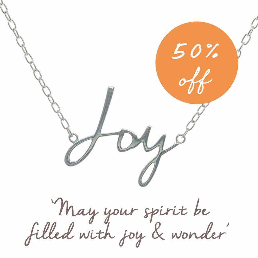 Joy Script Necklace in Sterling Silver Mantra Jewellery