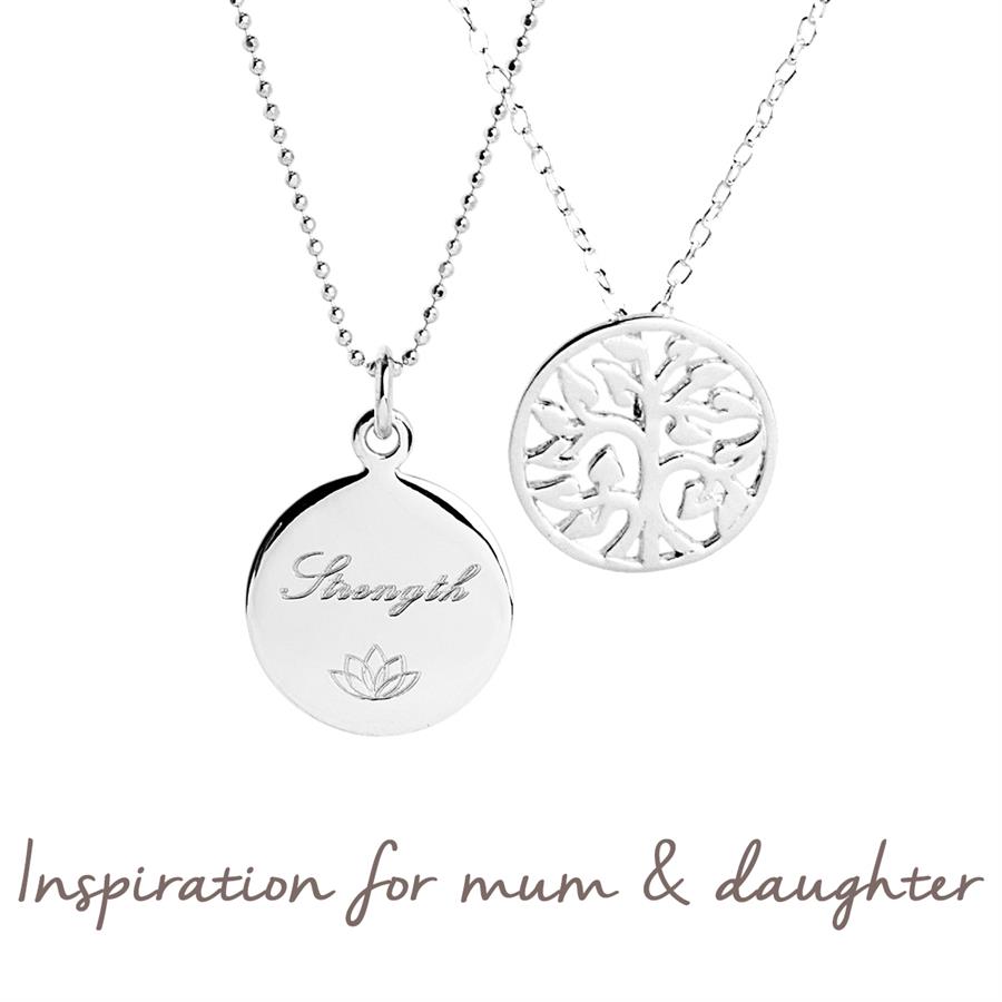 Mum and Daughter Female Strength and Family Tree Necklace Mum and Daughter Female Strength and Family Tree Necklace