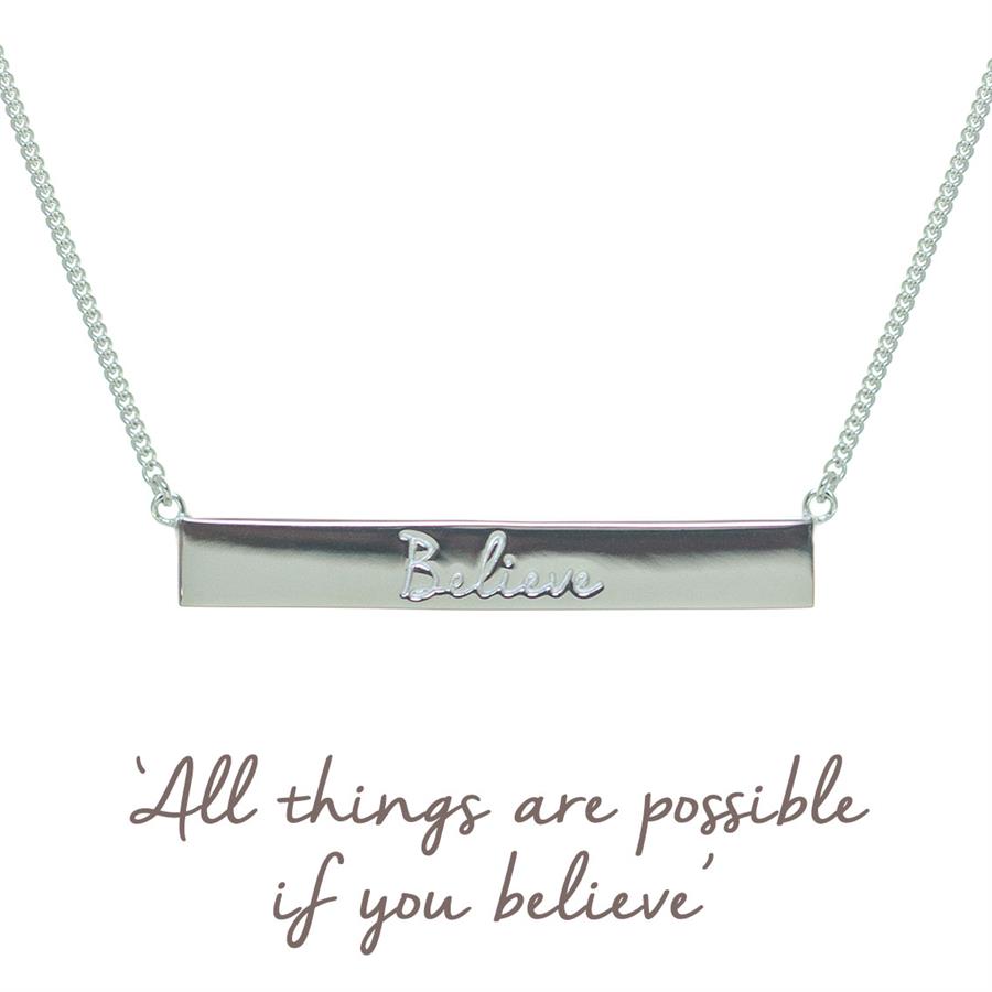 Believe Bar Necklace in 925 Silver