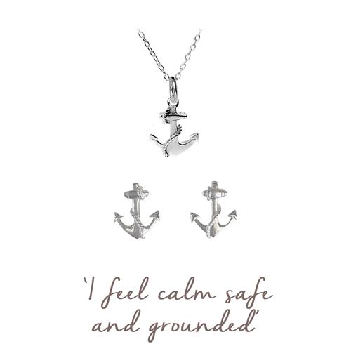 Buy Anchor Necklace & Earrings Gift Set | Sterling Silver, for Calmness