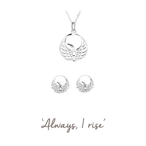 Buy Phoenix Necklace & Earrings Set | Sterling Silver & Gold