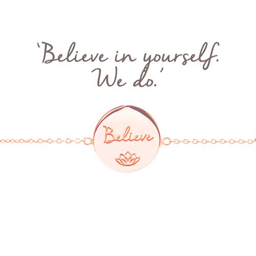 Buy Believe Disc Bracelet | Rose Gold