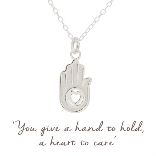 Buy Ahimsa Hand and Heart Necklace | Sterling Silver
