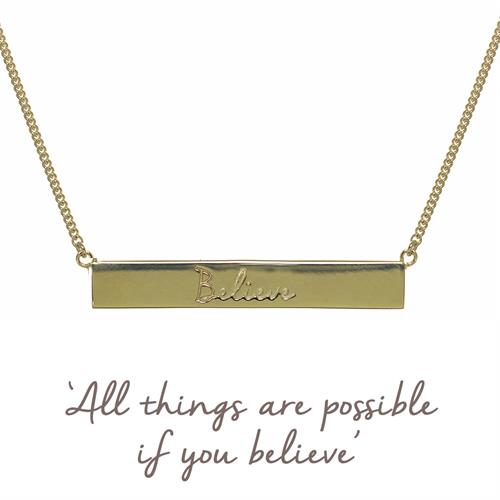 Buy Believe Bar Necklace | Gold & Rose Gold