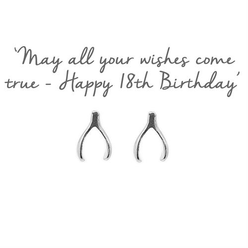 Buy 18th Birthday Wishbone Earrings | Sterling Silver