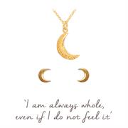Crescent Moon Necklace and Earrings Gold Gift Set