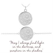 Moon and sun necklace and bracelet gift set silver