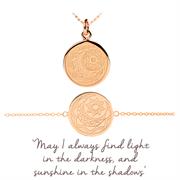 Moon and sun necklace and bracelet gift set rose gold