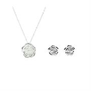 Sterling Silver Rose Necklace & Earrings Gift Sets