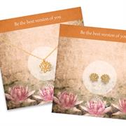 Lotus Necklace & Earrings - Gold Gift Set