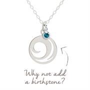 Wave Necklace and Mantra Birthstone Pendant
