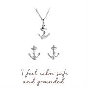 Sterling Silver Anchor Necklace and Earrings Gift set for Calmness
