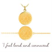 love mandala necklace and bracelet set gold