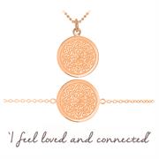 love mandala necklace and bracelet set rose gold