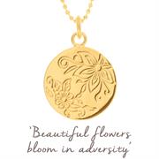 Sterling silver bloom in adversity pendant necklace