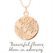 Sterling silver bloom in adversity pendant necklace